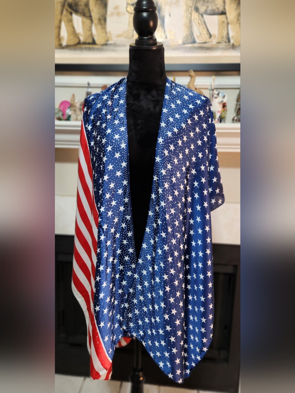 Patriotic Star & Stripe Draped Kimono